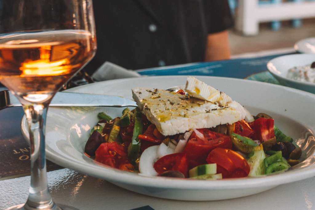 Greek Salad and Rose Wine